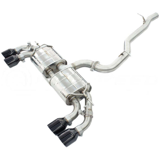 Invidia 2022+ Volkswagen Golf R MK8 76mm R400 Valved Cat Back Exhaust Straight Cut Black Tips
