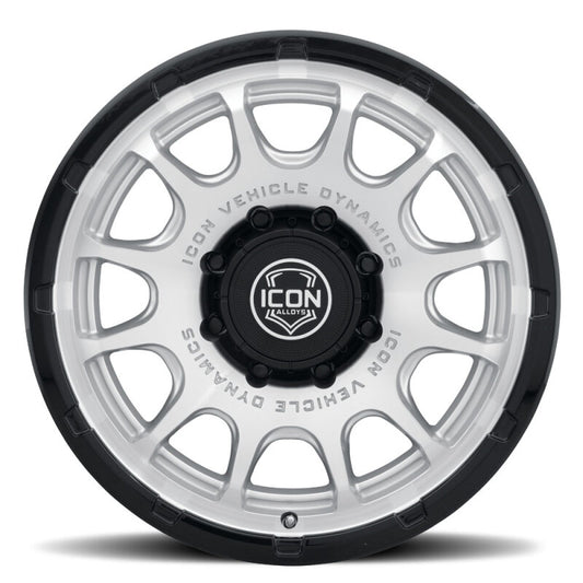 ICON Alloys Rancho 20x9 / 8x180 / 12mm / 5.5in BS Silver Machined w/ Gloss Black Lip Wheel