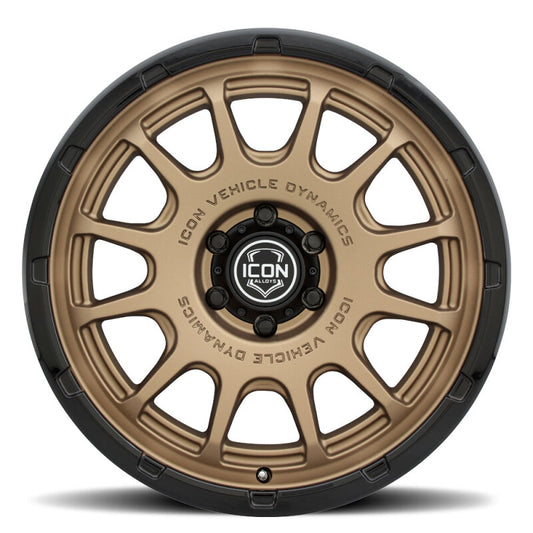 ICON Alloys Rancho 20x9 / 6x135 / 16mm / 5.625in BS Satin Bronze w/ Gloss Black Lip Wheel