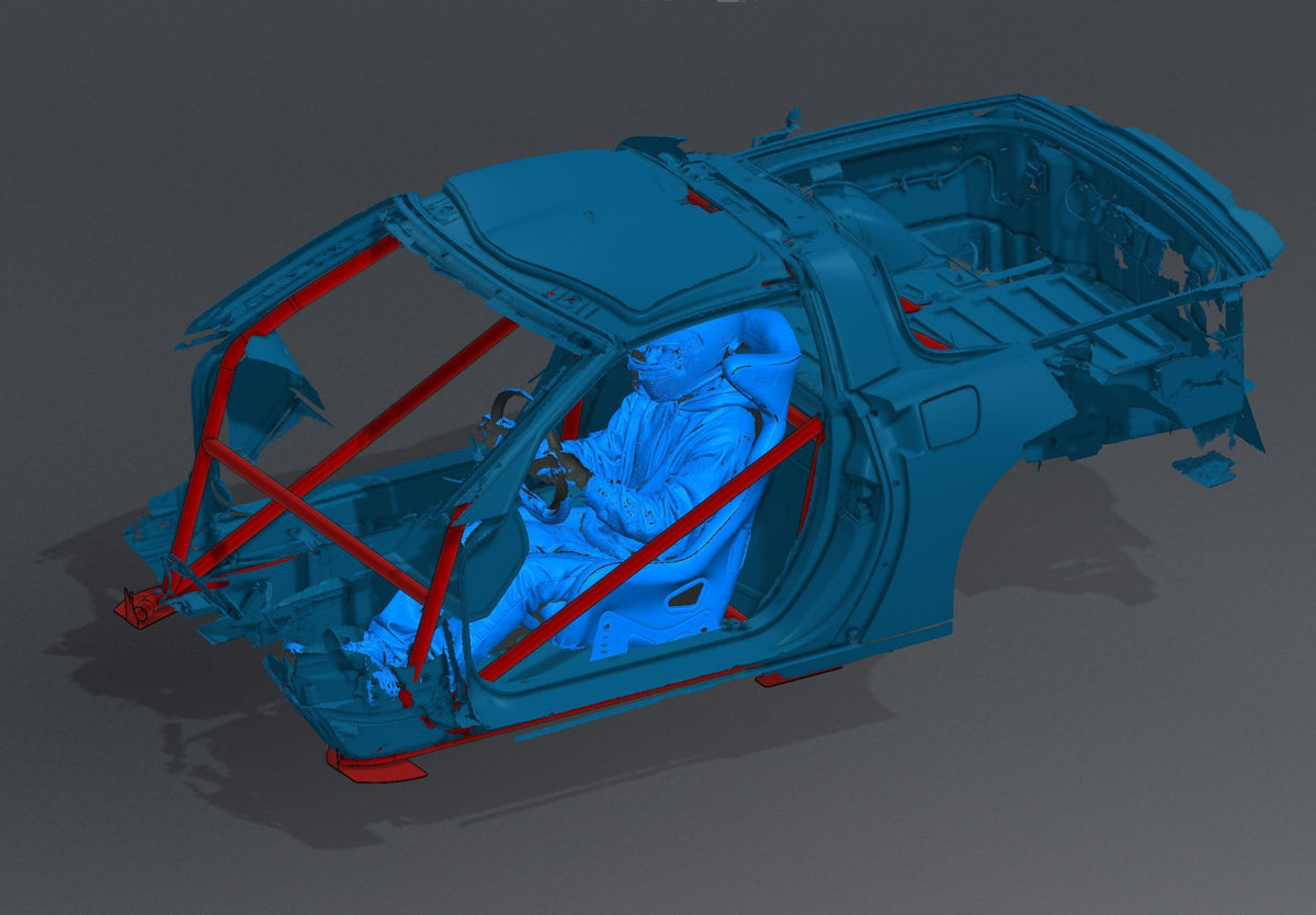 CageKits C6 Corvette NHRA 8.5 chromoly roll cage CAD rendering