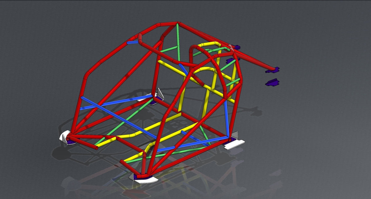 CageKits C6 Corvette SFI 25.1 and 25.2 tube chassis roll cage CAD rendering