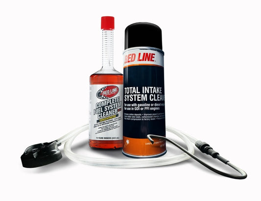Red Line Complete Fuel System Service Kit - Intake Cleaner/Tank Add/S-Hook App w/Hose (Aerosol)