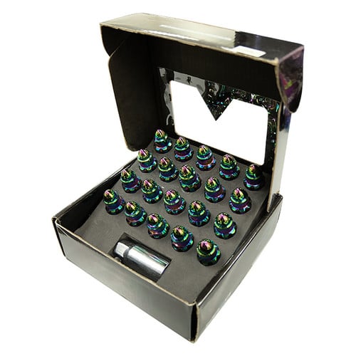 NRG LN-LS510MC-21 500 Series M12 x 1.25 neochrome bullet lug nut set with lock key