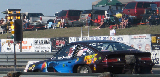 Archive starting-tree countdown beside a drag car at Saskatchewan International Raceway in 2008