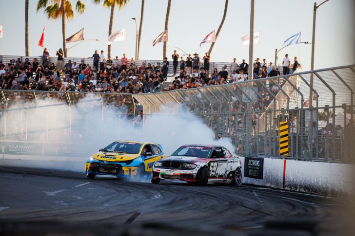 Archive: Jack Shanahan and Ryan Tuerck on the 2025 Formula DRIFT Shoreline Showdown course in Long Beach
