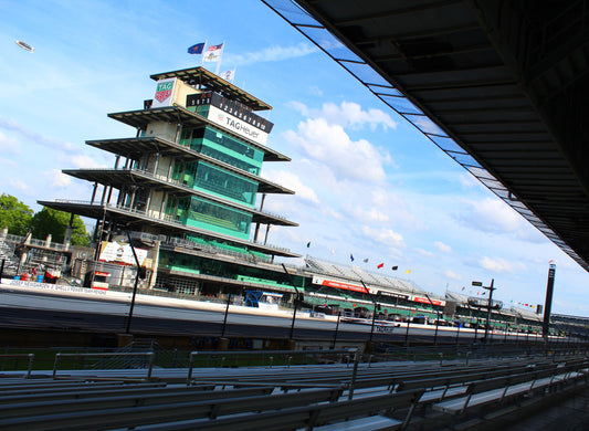 Historical photograph of Indianapolis Motor Speedway's Pagoda during the 2019 Indianapolis 500.