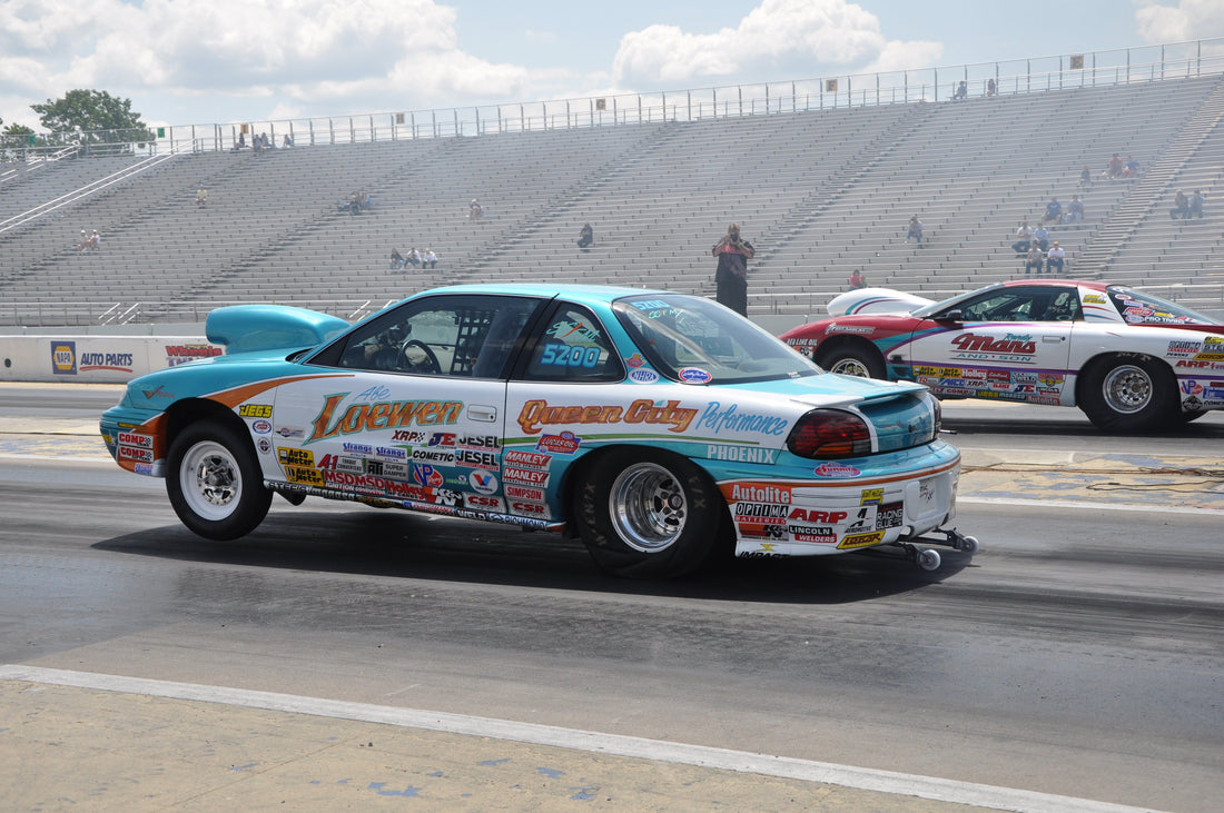 Archive 2012: Abe Loewen’s Super Stock Grand Am launches at Brainerd; class illustration, not the 2026 JEGS Allstars