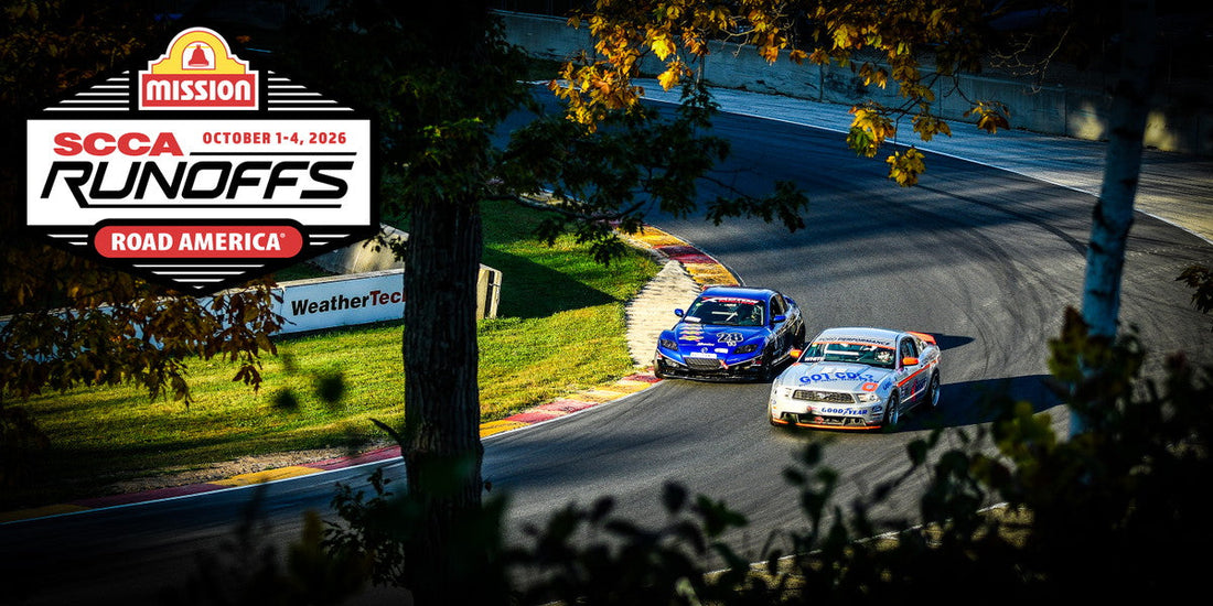 2026 SCCA Runoffs at Road America official event artwork and on-track image