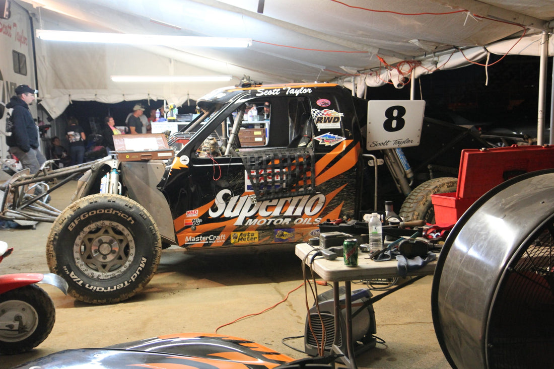 Archive: Scott Taylor Pro 2 short-course truck in the pits at Crandon in 2013