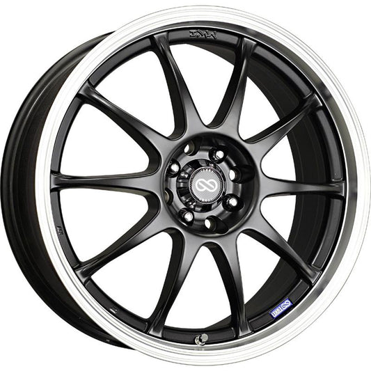 Enkei J10 16x7 5x112/114.3 38mm Offset 72.62mm Bore Dia Black w/ Machined Lip Wheel
