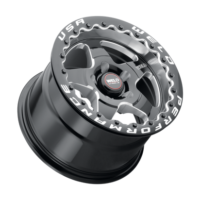 Weld S904 18x10 Ventura Drag Beadlock 5x114.3 ET29 6.64 BS 78.1 Dia Gloss Black Milled - Diamond Lip