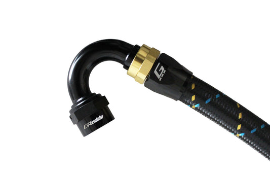 GReddy AN08 150 DEGREE HOSE END SWIVEL BLACK/GOLD ANODIZED