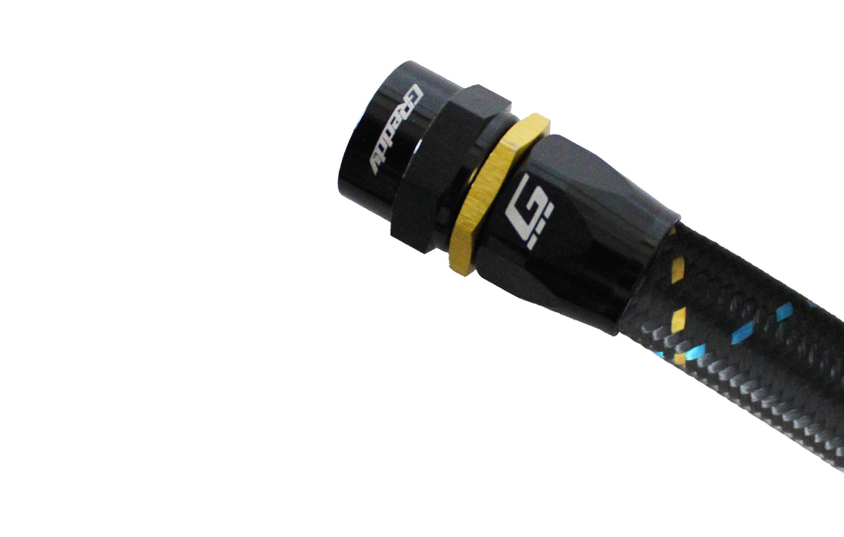 GReddy AN16 STRAIGHT HOSE END BLACK/GOLD ANODIZED