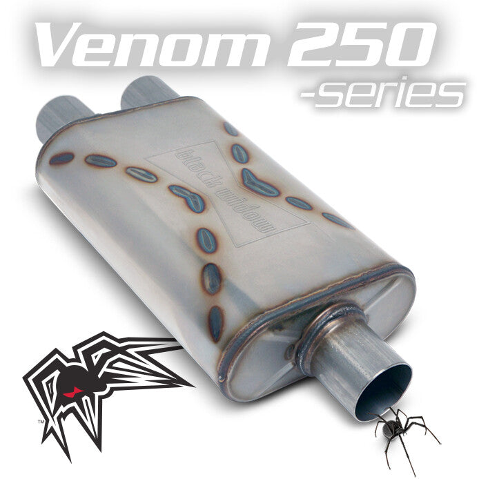 Black Widow Exhaust Venom 250 single/dual muffler. Manufacturer representative image; see selected variant for connection diameter.