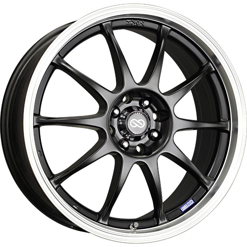 Enkei J10 16x7 5x100/114.3 38mm Offset 72.62mm Bore Dia Matte Black w/ Machined Lip Wheel