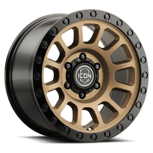ICON Hulse 18x9 / 6x5.5 / 0mm / 5in BS Satin Bronze w/ Gloss Black Lip