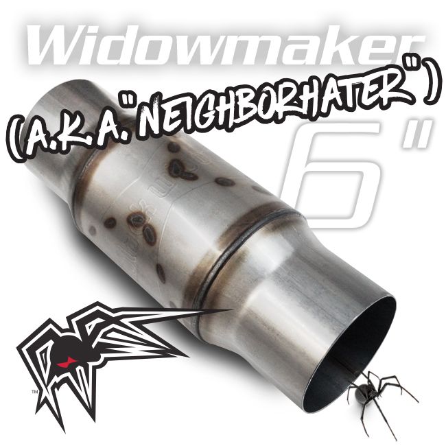 Black Widow Exhaust Neighborhater center/center muffler. Manufacturer representative image; see selected variant for connection diameter.