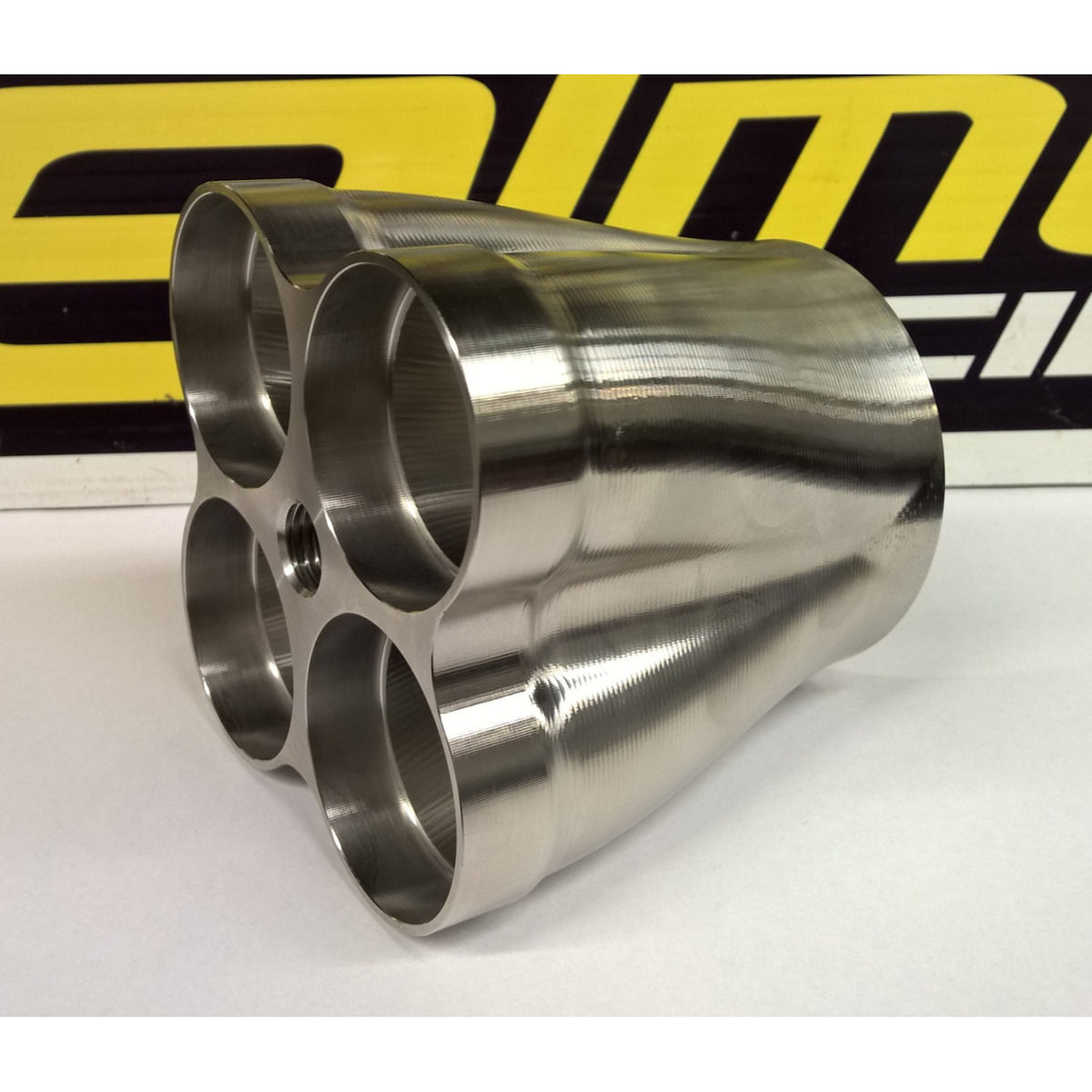 Elmer Racing erc4n0-01 billet merge collector, 2 in tubing / 3.5 in outlet; manufacturer image omits engraved Elmer logo