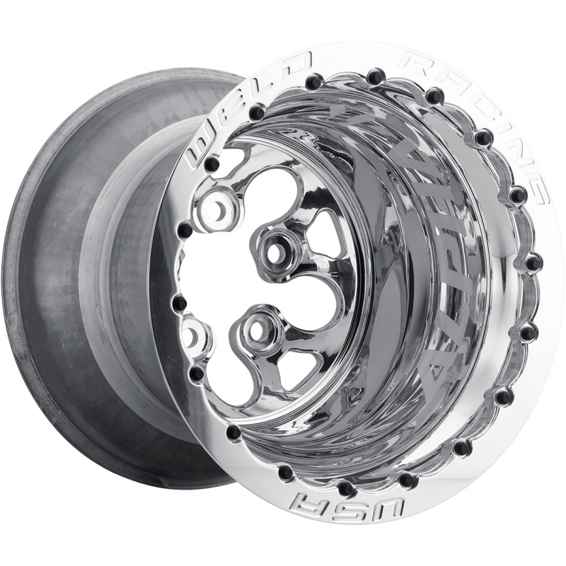 Weld Alpha-1 15x10 / 5x4.75 BP / 5in. BS Polished Wheel - Polished Double Beadlock MT