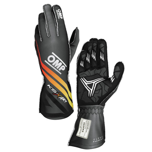 OMP KS-X ART GLOVES my2025 FIA 8877-2022 BLACK/YELLOW/RED SZ M