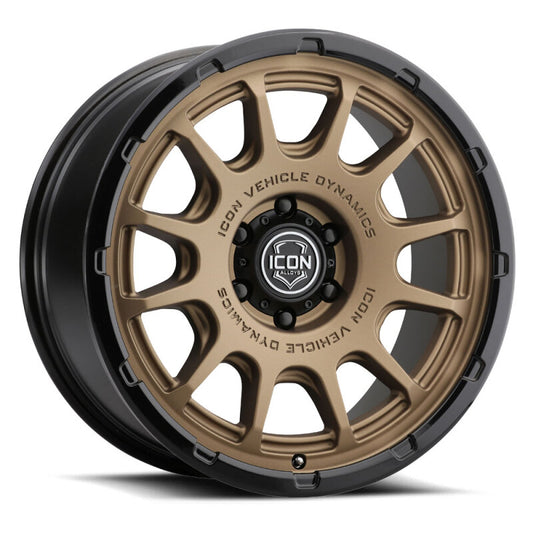 ICON Alloys Rancho 20x9 / 6x135 / 16mm / 5.625in BS Satin Bronze w/ Gloss Black Lip Wheel