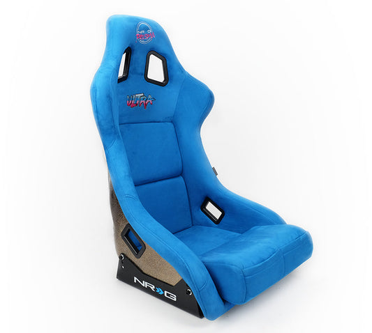 NRG FRP Bucket Seat PRISMA Edition w/ Pearlized Back/All Blue Alcantara Vegan/Special Embroidery XL