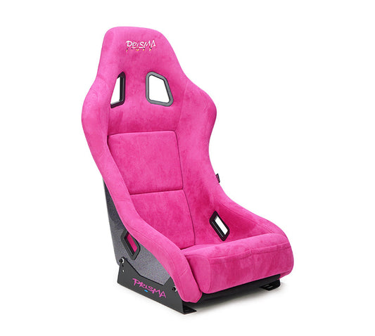 NRG FRP Bucket Seat PRISMA Edition w/ Pearlized Back/All Fushia Alcantara Vegan/Phone Pockets - Med
