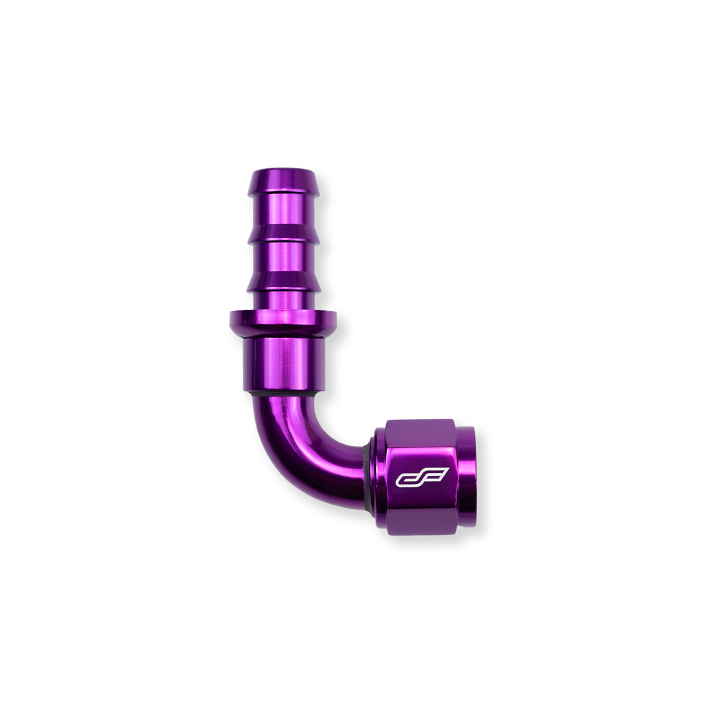 ColorFittings Hose Barb AN push lock fitting 90 purple new.png
