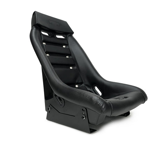 NRG GT Retro Bucket Seat Black PVC Leather Black Fiberglass w/ Madmike Logo