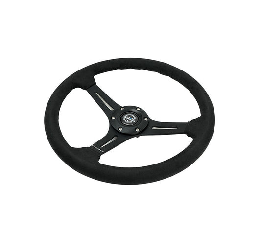 NRG Reinforced Suede Racing Steering Wheel 350mm / 2.5in Deep / 4mm Matte Black Spoke