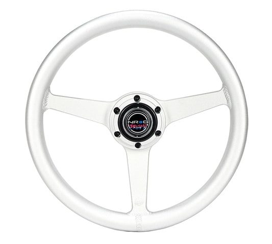NRG Aluminum Steering Wheel 330mm - Heritage Solid Spoke - Ergonomic Grip - Anadized Silver