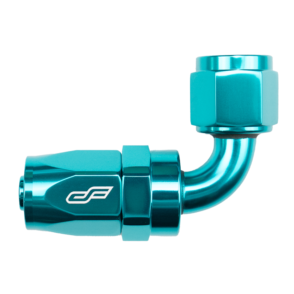Teal 90 Degree Female Hose End