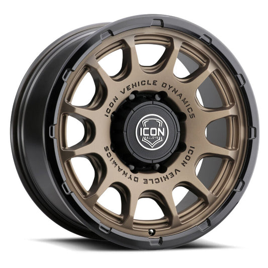 ICON Alloys Rancho 20x9 / 8x180 / 12mm / 5.5in BS Satin Bronze w/ Gloss Black Lip Wheel