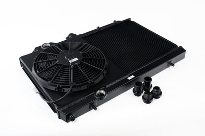 CSF 01-07 Mitsubishi Evo 7/8/9 Full-Slim Radiator w/12in Fan &amp; Shroud/-16AN - Black