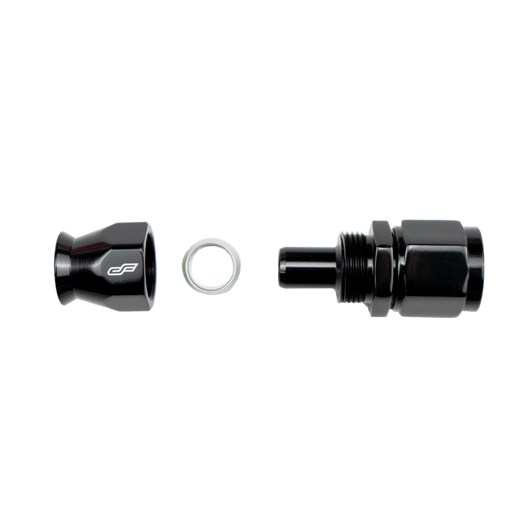 black ptfe 0 degree swivel hose end