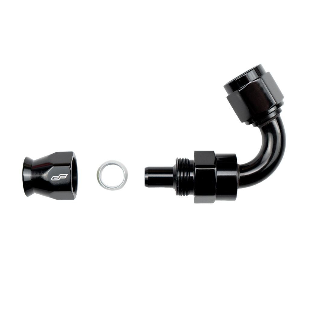 black ptfe 120 degree swivel hose end