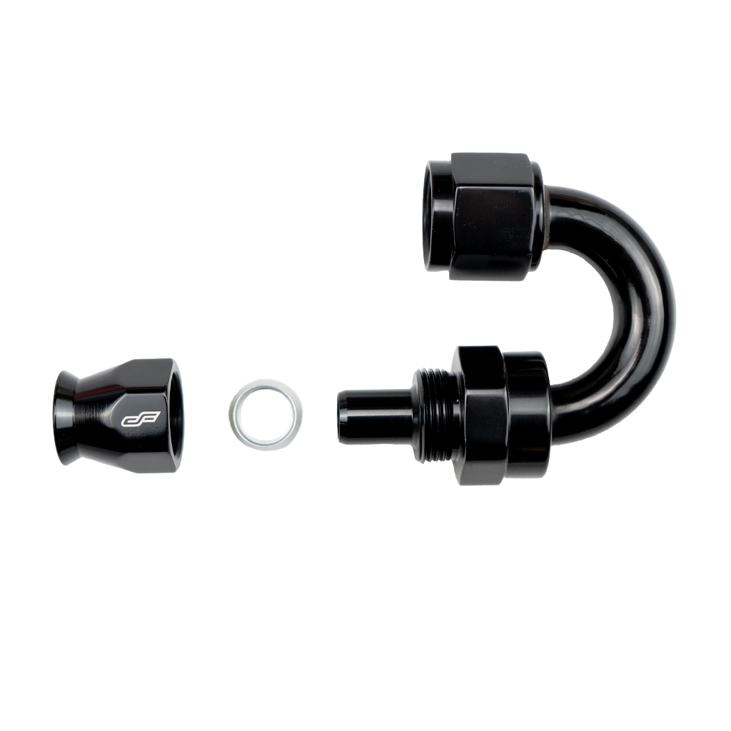 black ptfe 180 degree swivel hose end