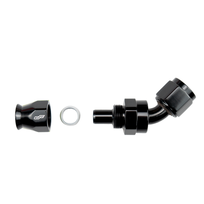 black ptfe 45 degree swivel hose end