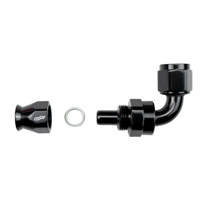 black ptfe 90 degree swivel hose end