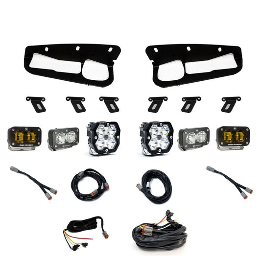 Baja Designs 21-25 Ford Bronco Squadron 2.0 Sport (Spot) & S2 Sprt D/C Clr /S2 SAE Ambr ST Bmpr w/UP