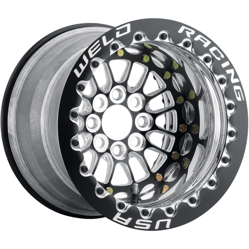 Weld Tuner Import 13x11 / 4x100mm BP / 4.5in BS Black CTR DBL M/T Polish Wheel