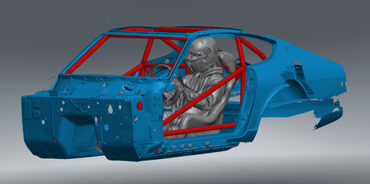 CageKits Datsun 240Z NHRA 8.5 chromoly roll cage kit CAD rendering