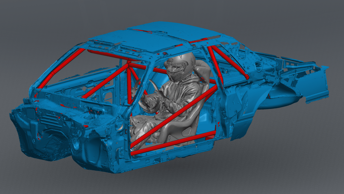 CageKits Ford Foxbody NHRA 8.5 chromoly roll cage CAD rendering