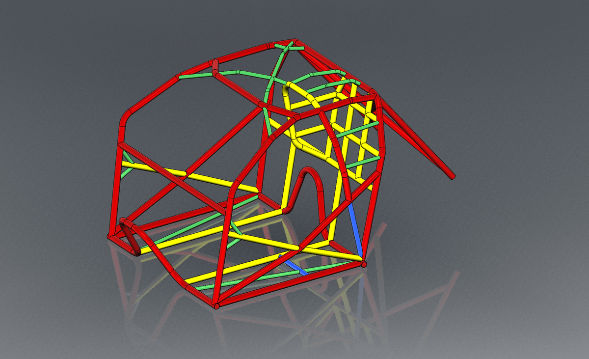 CageKits Nissan R35 GT-R SFI 25.3 tube chassis roll cage CAD rendering