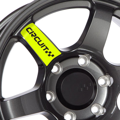 Circuit Performance Steller fluorescent yellow spoke decals with Circuit logo