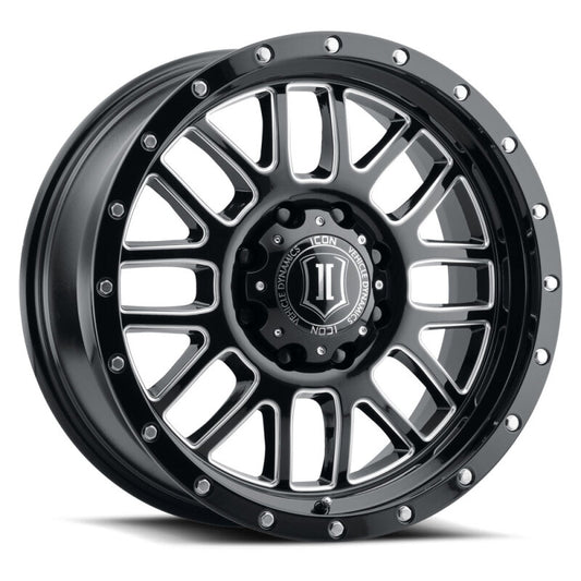 ICON Alpha 20x9 / 6x5.5 / 16mm / 5.625in BS Gloss Black Wheel w/ Milled Windows
