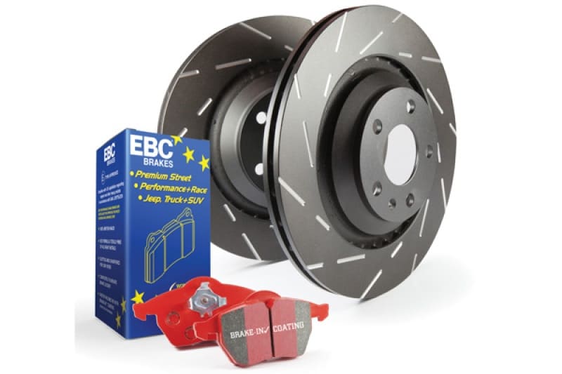 Representative catalog photo for EBC S4KF1123 front brake kit, showing Redstuff pads and USR rotors; application-specific dimensions may vary