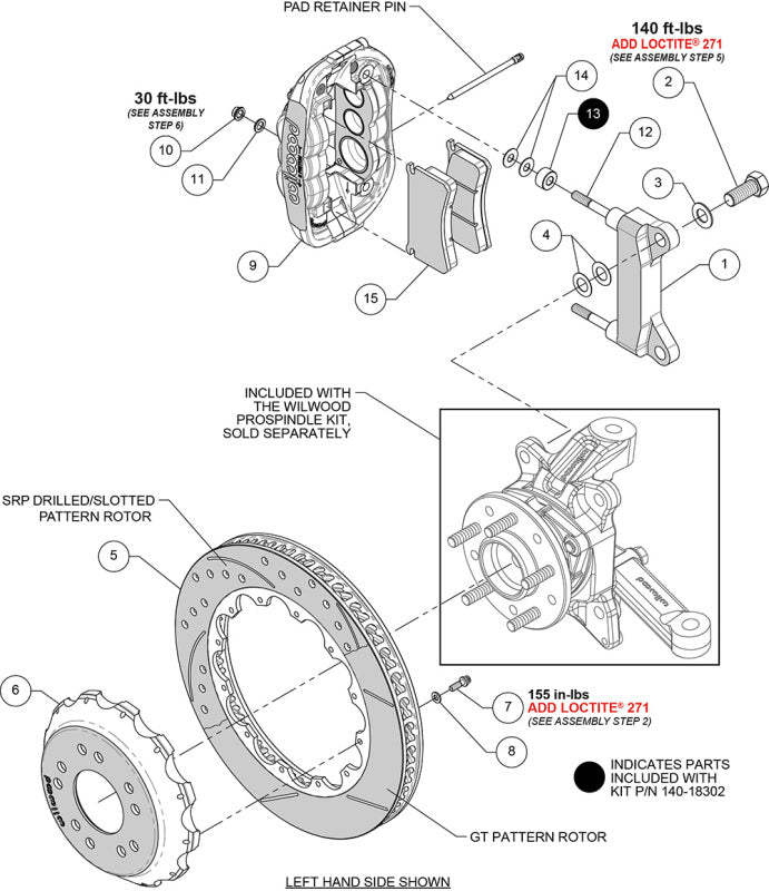 Wilwood Chevy C10 XRS6R Front Big Brake Kit - 14in Drill & Slot Rotor - Alum. Pro Spindle - Black
