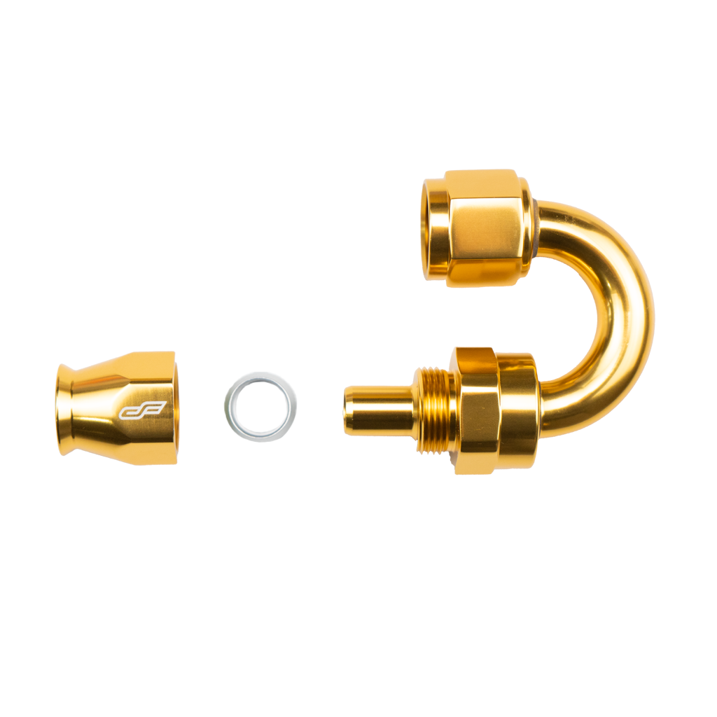 gold ptfe 180 degree swivel hose end