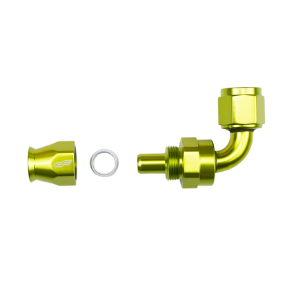 green ptfe 90 degree swivel hose end